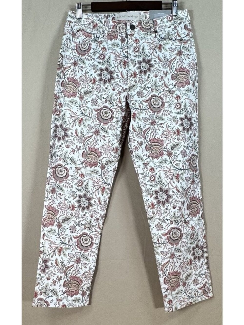 Soft Surroundings 10 Floral Jeans Stretch Comfort Cottage Women
